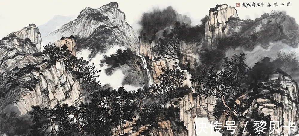 水墨#恢宏大气!段铁水墨山水画