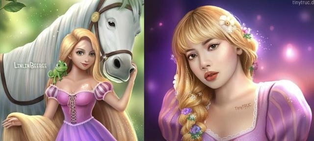 金智秀|BLACKPINK变身迪士尼公主,Lisa化身两位公主,金智妮是茉莉公主