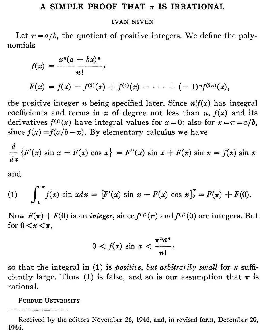 无理数|世界上第一个证明π是无理数的方法—高中生也能理解