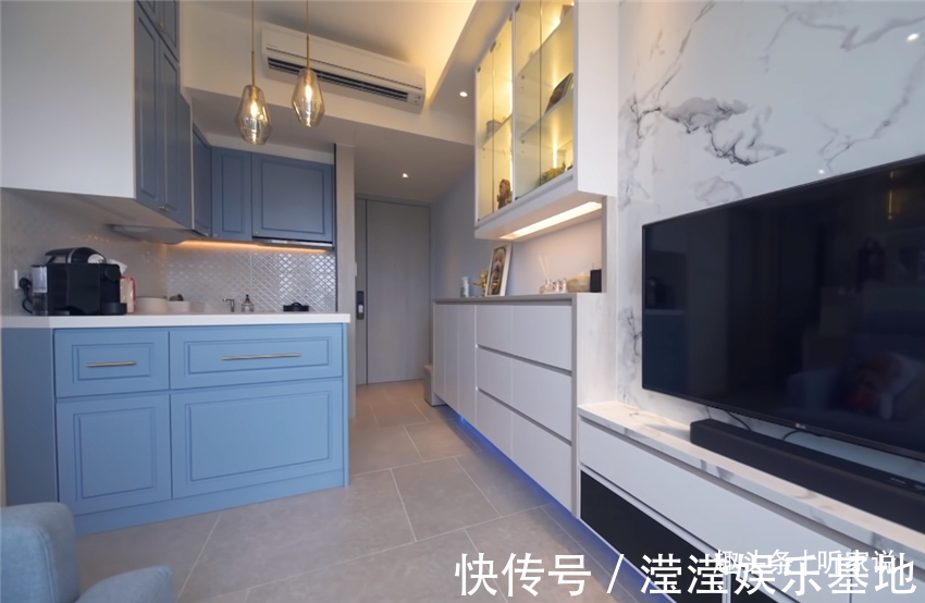 悬柜|香港90后夫妻买下35㎡小家，利用3米层高做书房，一层当两层