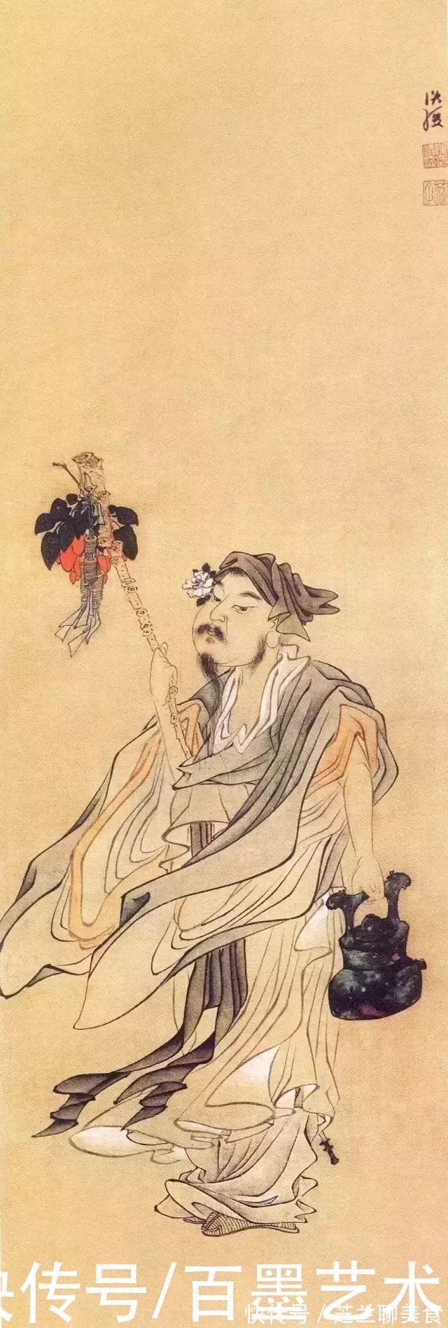 痛饮读骚图|画中狂士,兼得于亦剑亦箫之美——明代画家陈洪绶