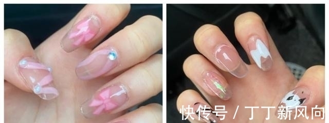 水钻|夏日漫画感透色美甲,色彩搭配很清爽,谁见谁不爱呢!