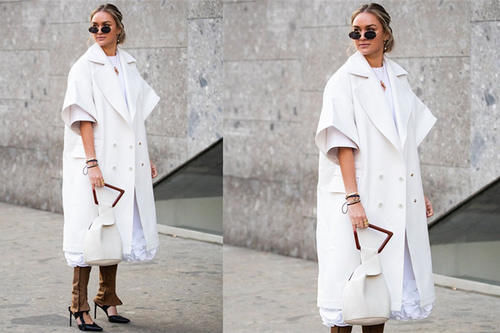 选白色大衣真聪明，早春穿搭也应景，端庄优雅又有亲和力