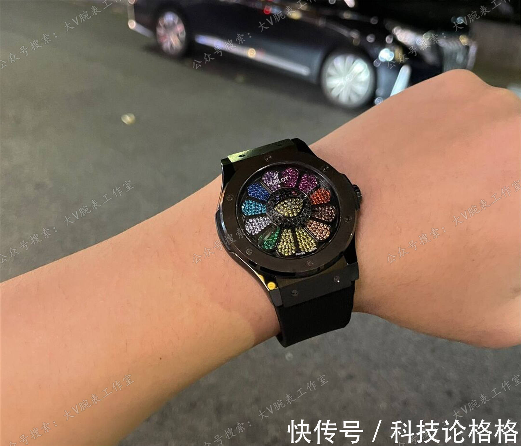 表盘 村上隆宇舶太阳花后镶钻满钻可旋转太阳花腕表,后镶钻宇舶太阳花