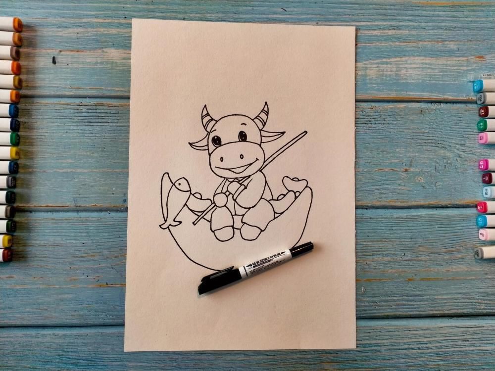  简单|牛年主题创意线描课程：会画小牛就可以，简单又好玩！连老师都忍不住偷学了