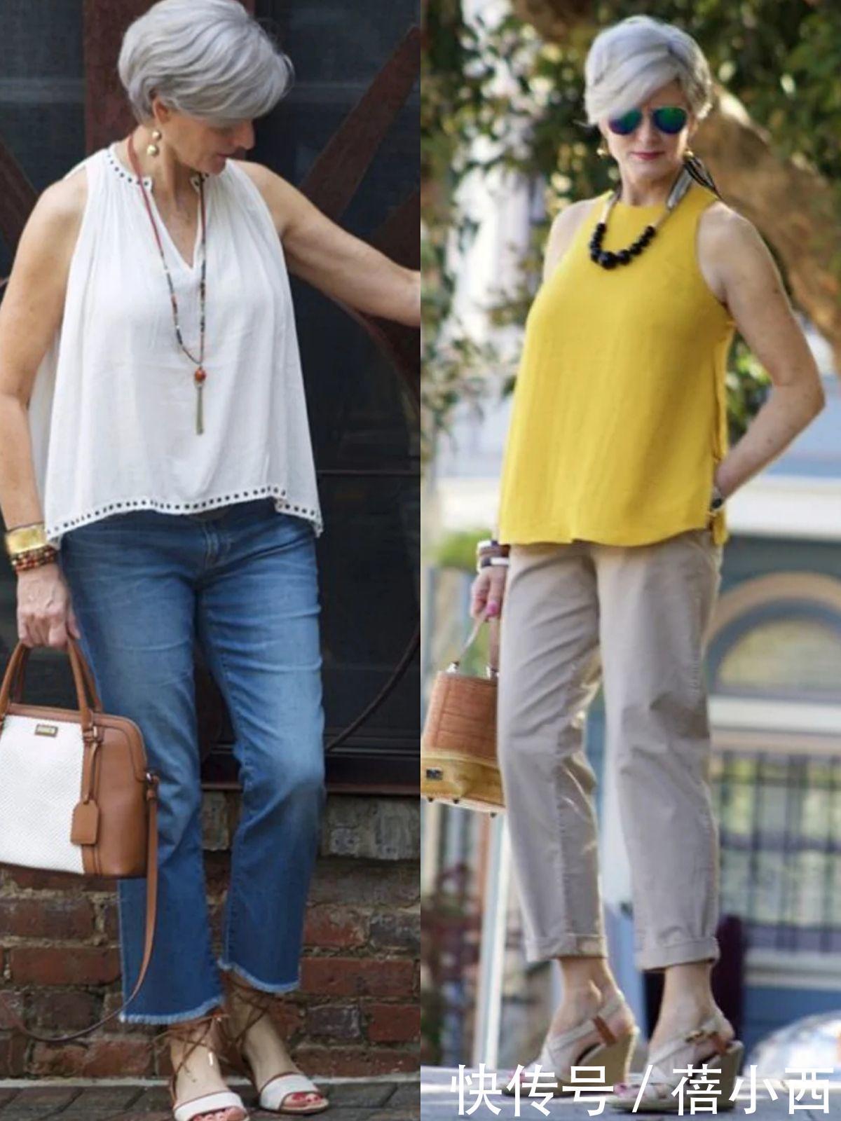百搭|年过60有点胖,皮肤又松弛怎么穿?学这位外国奶奶搭配,不用扮嫩