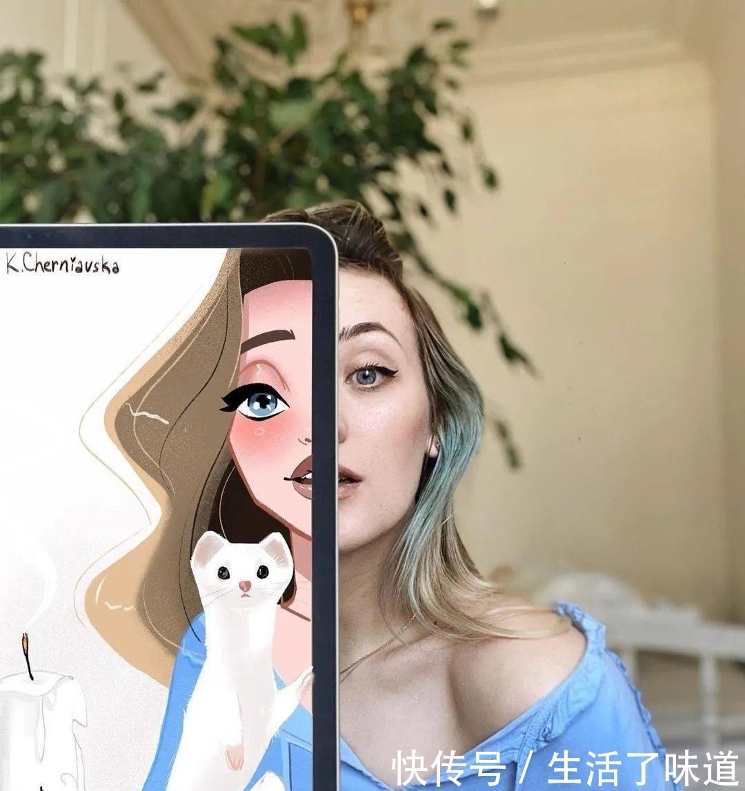 有意思的半边脸肖像:画师otido_4u的平板插画作品|插画师| 作品