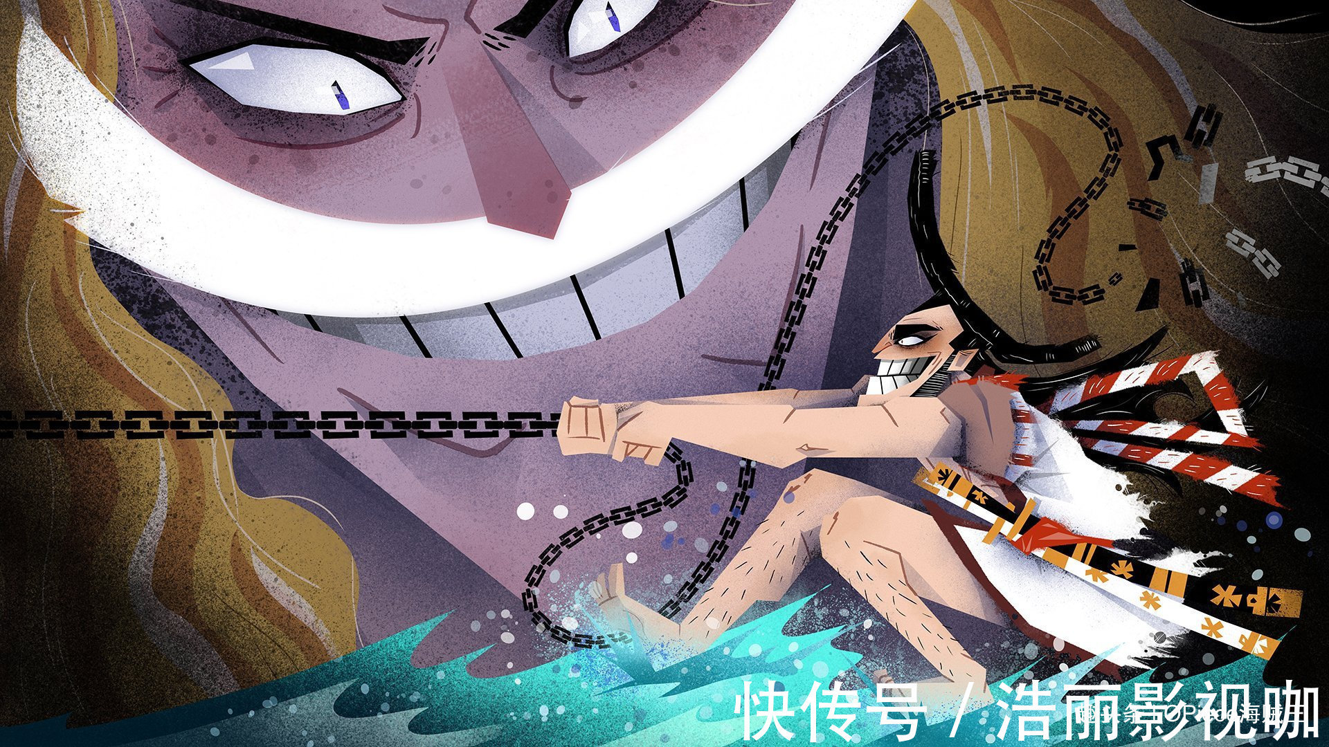 白胡子|海贼王暗黑童话风壁纸大妈姿势很妖娆，红发满身箭矢笑容满面！
