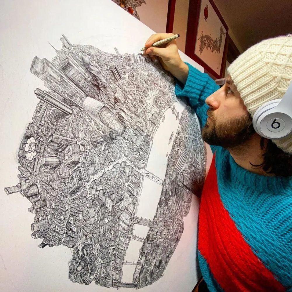 英国小伙用针管笔画出了最美中国地图,独一无二的中国风