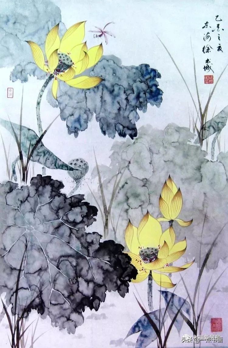 荷花|徐书城画荷花，工写结合，别具一格