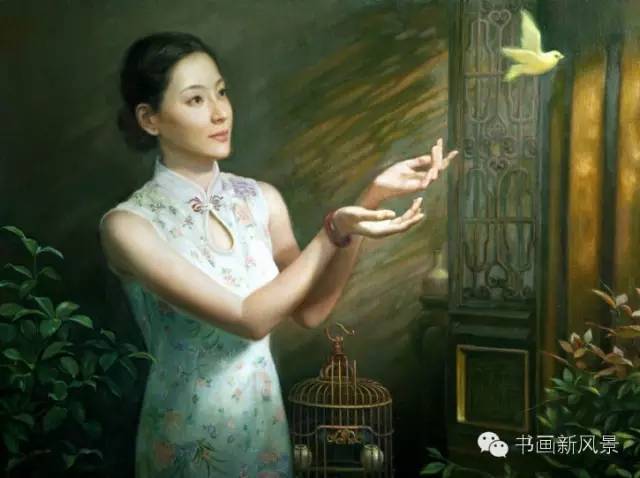 旗袍|油画中的旗袍美女，典雅端庄，极富东方韵味