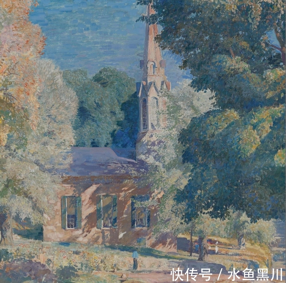 风景$印象派风景油画:他使用别致的小笔触描绘光,描绘阳光下的大自然