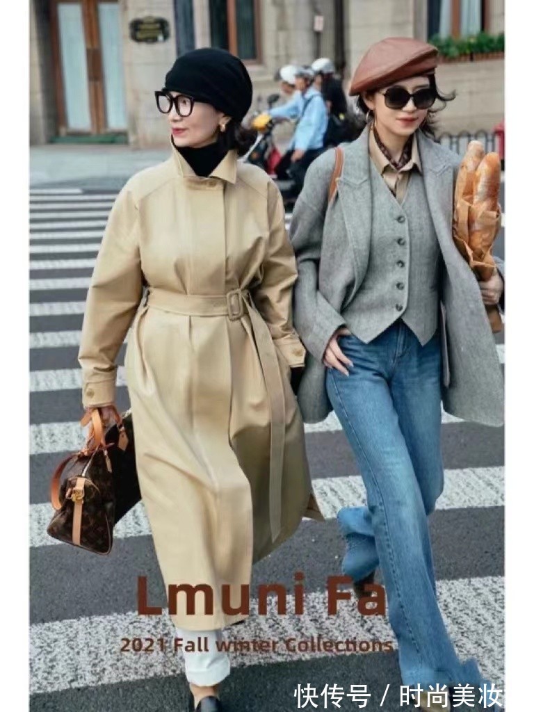 风衣|60岁的女人穿风衣就该这样,看看她们的优雅高级,太洋气了