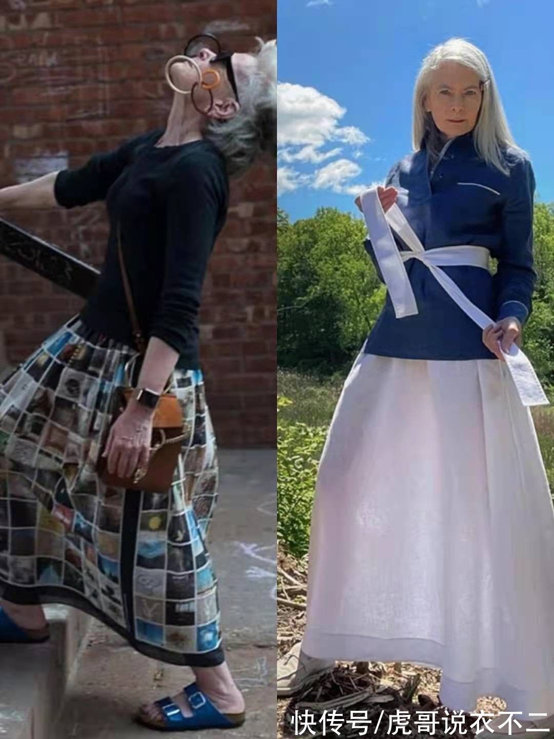 头发|头发花白满脸皱纹又怎样？68岁奶奶用时髦穿搭证明，时尚无关年龄