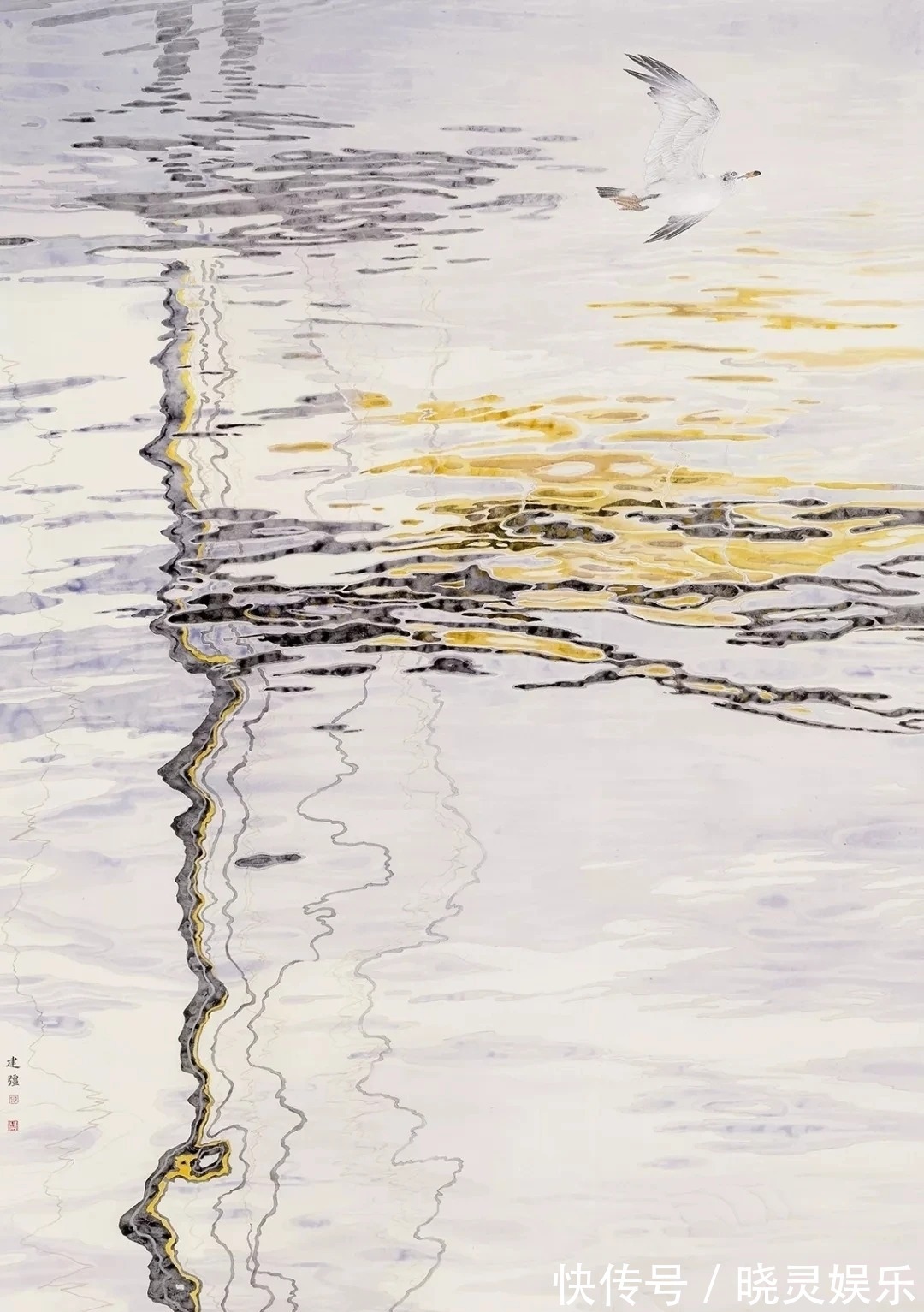 花鸟画$陈建强的花鸟画造境唯美,引人踏入清雅之境