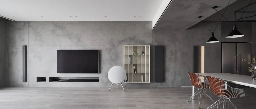 床尾处|100㎡简约工业风,低调安静的水泥灰,装出别样高级的美