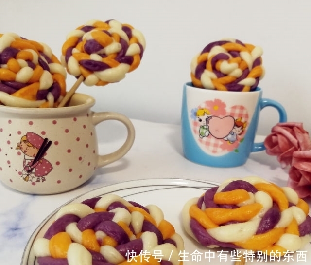 南瓜紫薯棒棒糖馒头,生活多姿多彩,蒸蒸日上