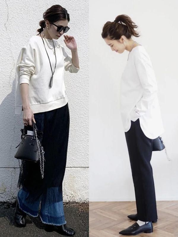 40岁女人配色越简约越高级，试试日本阿姨的“黑白配”，真好看