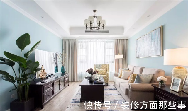 二居室|102平美式二居室,卧室蓝白配有一种清新浪漫的氛围