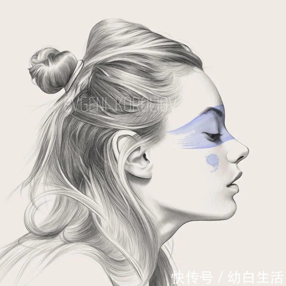 手绘$总被怼素描画得像头盔，瞧她用自动铅笔画，笔笔都是功力，厉害了！