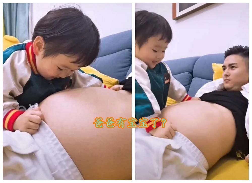 小弟弟|女儿想要个弟弟,追着爸爸的啤酒肚不放,妈妈笑翻看样是双胞胎