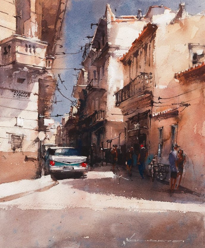 弗拉迪斯拉夫!印象水彩/美国当代艺术家弗拉迪斯拉夫水彩作品