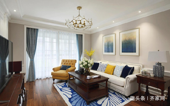 棉麻窗帘|108㎡美式风，素色棉麻窗帘，墙纸清新素雅，一家人的小温暖！