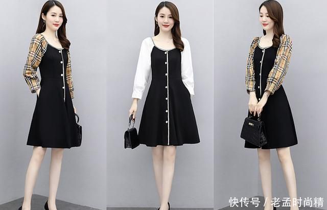 美极了|秋季拼接连衣裙穿搭,看看下面这几款,好看又显瘦,让你美极了!