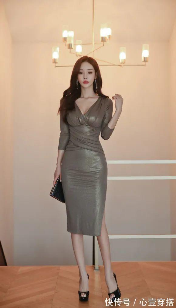 荧光|女神孙允珠高清时尚搭配：荧光魔幻棕褐咖啡妩媚晚礼裙