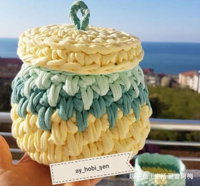 布条这样钩织，快速变收纳筐，放家里不好用吗DIY编织附教程