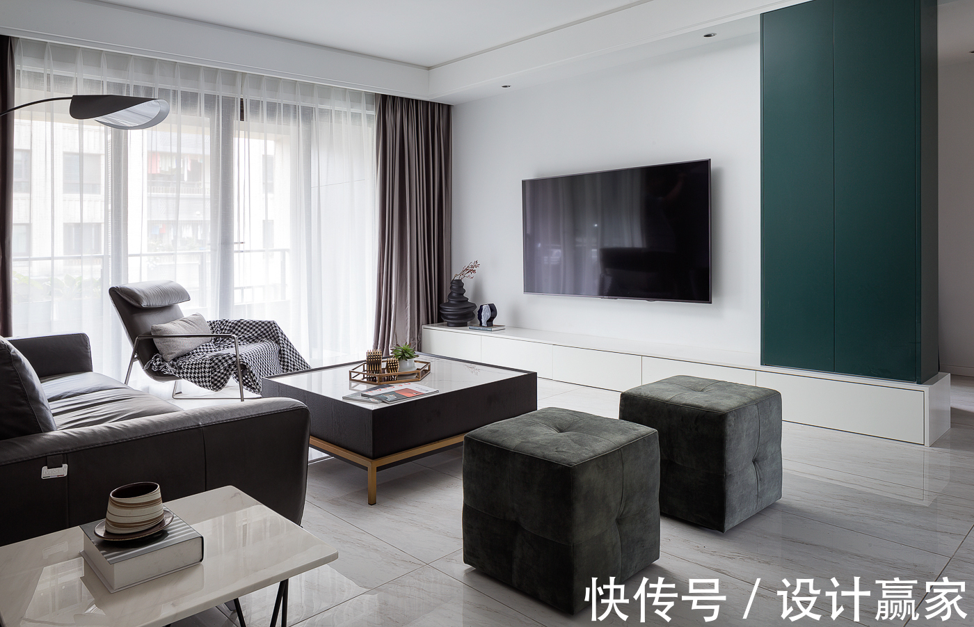 四居|125㎡简约四居,黑白灰+暖色,一眼就爱上,无以复加