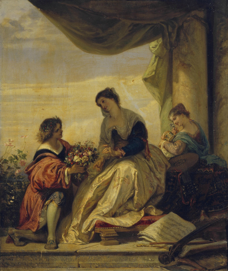 安托万!法国画家亨利·查尔斯·安托万·男爵嬉闹的生活人物油画