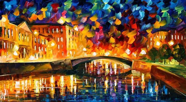 leonidafremov&现代印象以色列画家leonid afremov调色刀创作的缤纷炫丽油画