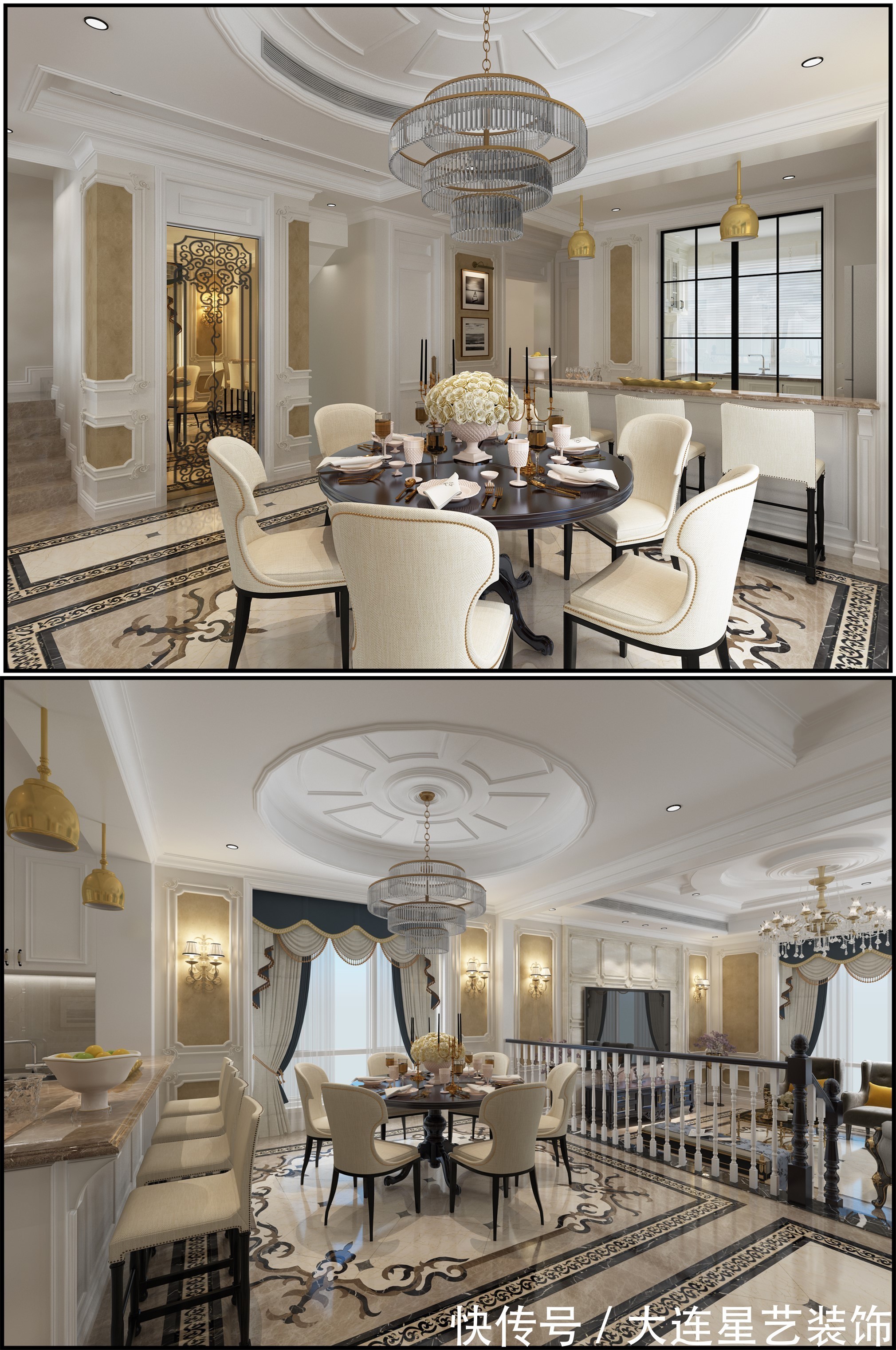 中式美式混搭风格|大连别墅装修| 四世同堂