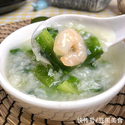 青菜|吃了这碗青菜虾仁粥，一口下肚感觉超暖