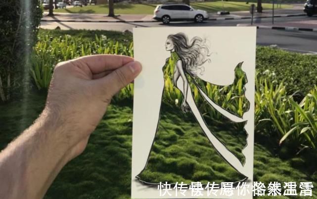 惊艳&这才是灵魂插画师!手绘图只画一半也惊艳,这衣服效果比高定还美