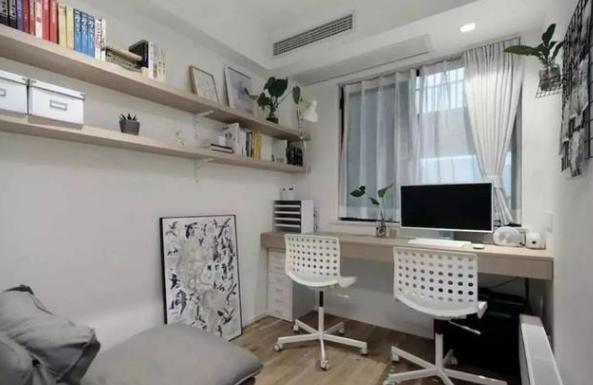 展示台|84㎡日式温馨时尚空间L型书架式电视墙,颜值高又可当收纳