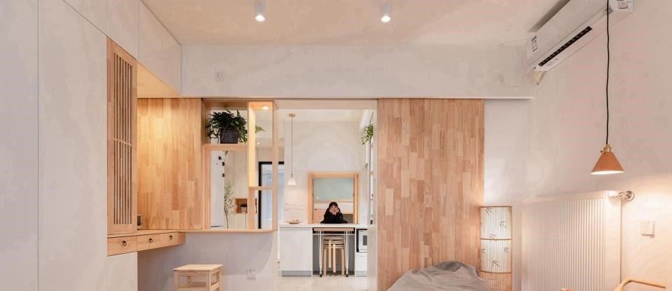 主卧门|45㎡小户型学区房,爆改后“小中见大”,整个家被一眼望穿