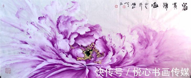 牡丹#画面溢花香,沁心扉,当代著名画家肖瑞权国画牡丹作品欣赏