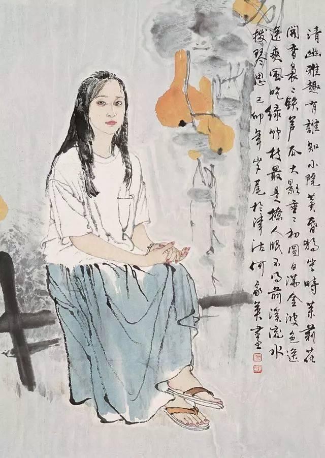 绢本!国画:何家英画笔下的怜怜女儿态,不同寻常的美感!