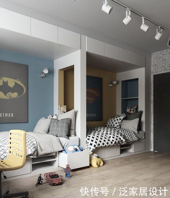 二胎家庭|二胎家庭不装上下铺了,一间房2张床独立摆放,3种布局更安全宽敞