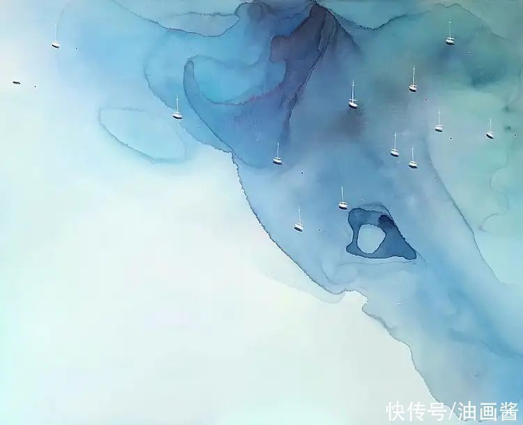 尤莉娅$她的画只有一滩稀薄的蓝色,简单到了极致,同时也美到了极致