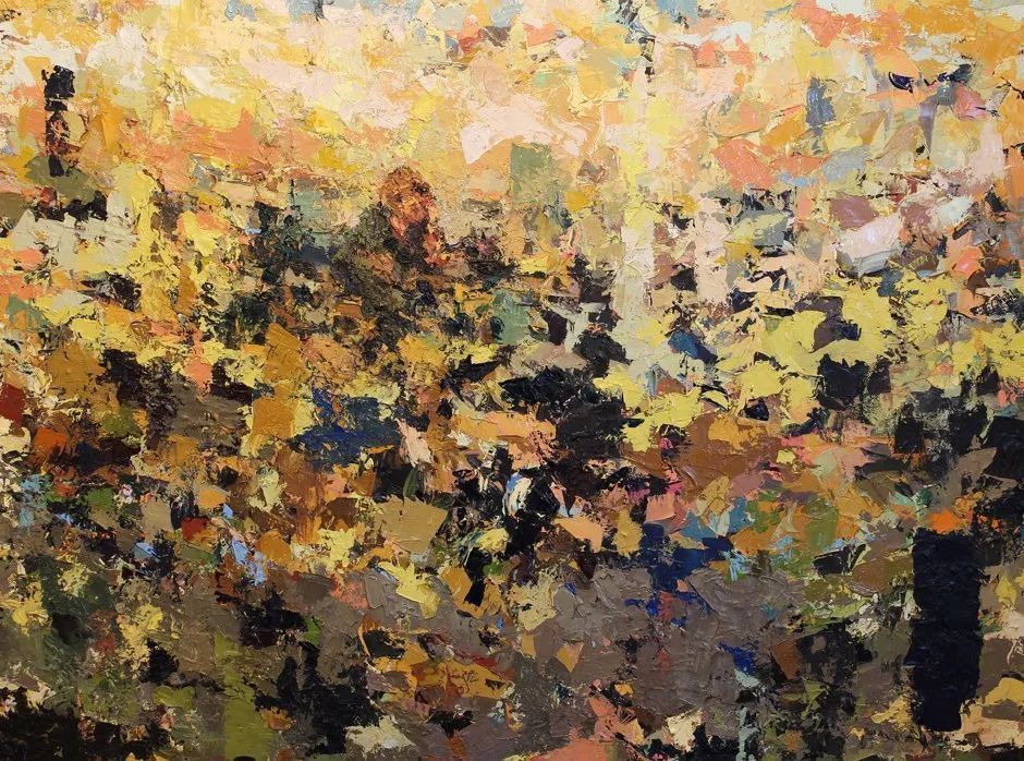 纹理!他将杂碎的色块,厚重的纹理,融于画中的人物