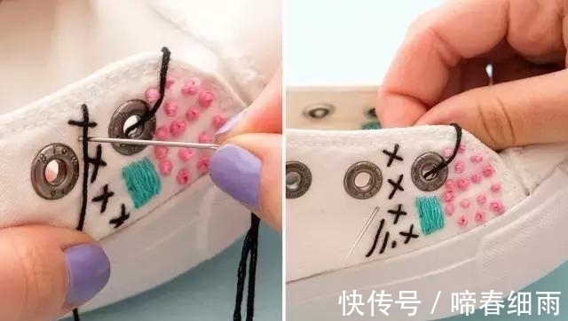 diy 小白鞋穿腻了?试下刺绣后的小白鞋,一样穿出“花”样!附教程