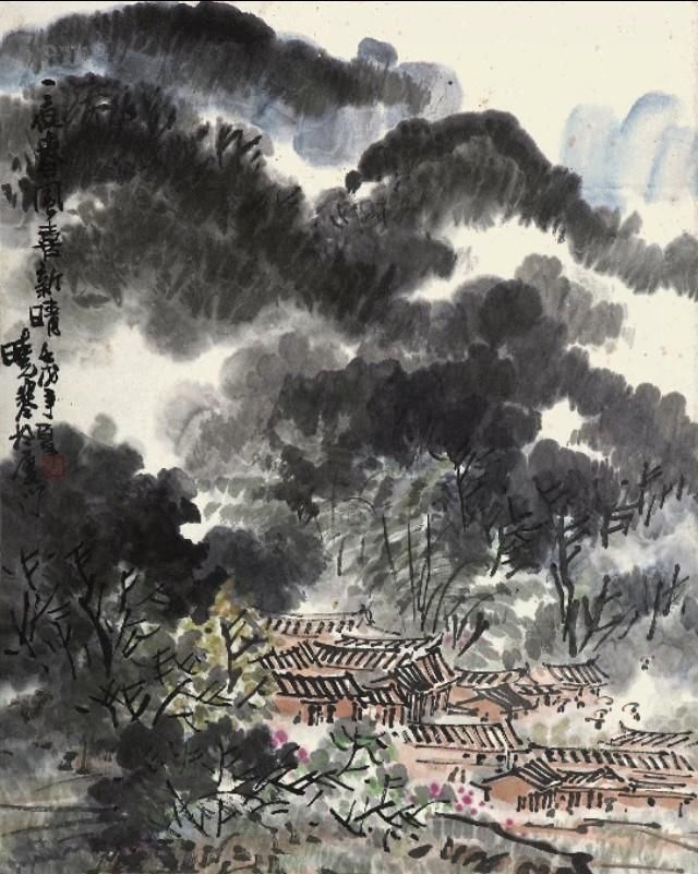 他的山水画——极简的直线为骨,极繁的渲染为体,苍润氤氲