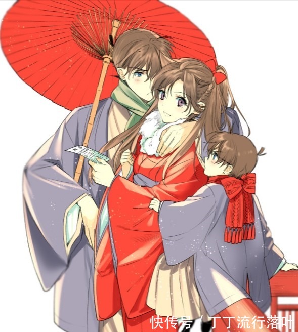小兰|画师笔下的“柯南一家三口”,柯南和新一之间似乎不太和谐