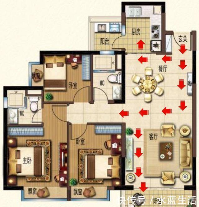 餐厅|我要有钱也买横厅户型,沙发不靠墙,餐厨一字排开,越看越高级