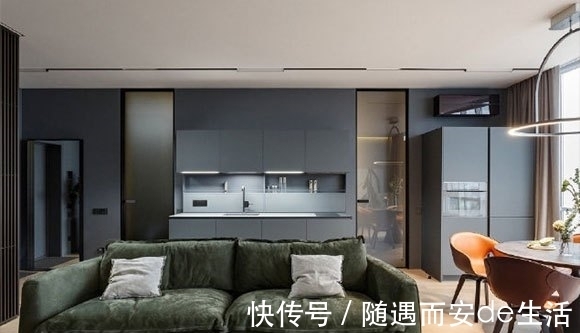 品位|68㎡单身公寓装修特别时尚,客厅装衣帽间,气质优雅的小窝!