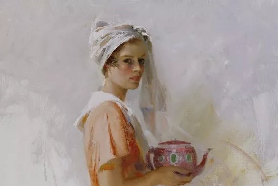 人物#皮诺德埃尼的油画人物，色彩斑斓，动静结合，光彩照人