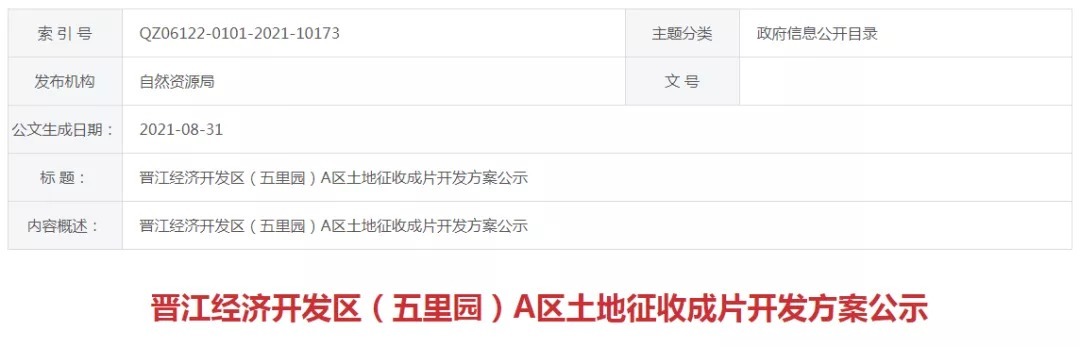 成片|约200亩！晋江再发布土地征收成片开发方案！用途为...